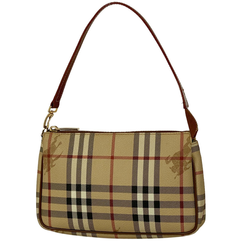 Burberry check handbag Clutch canvas beige brown